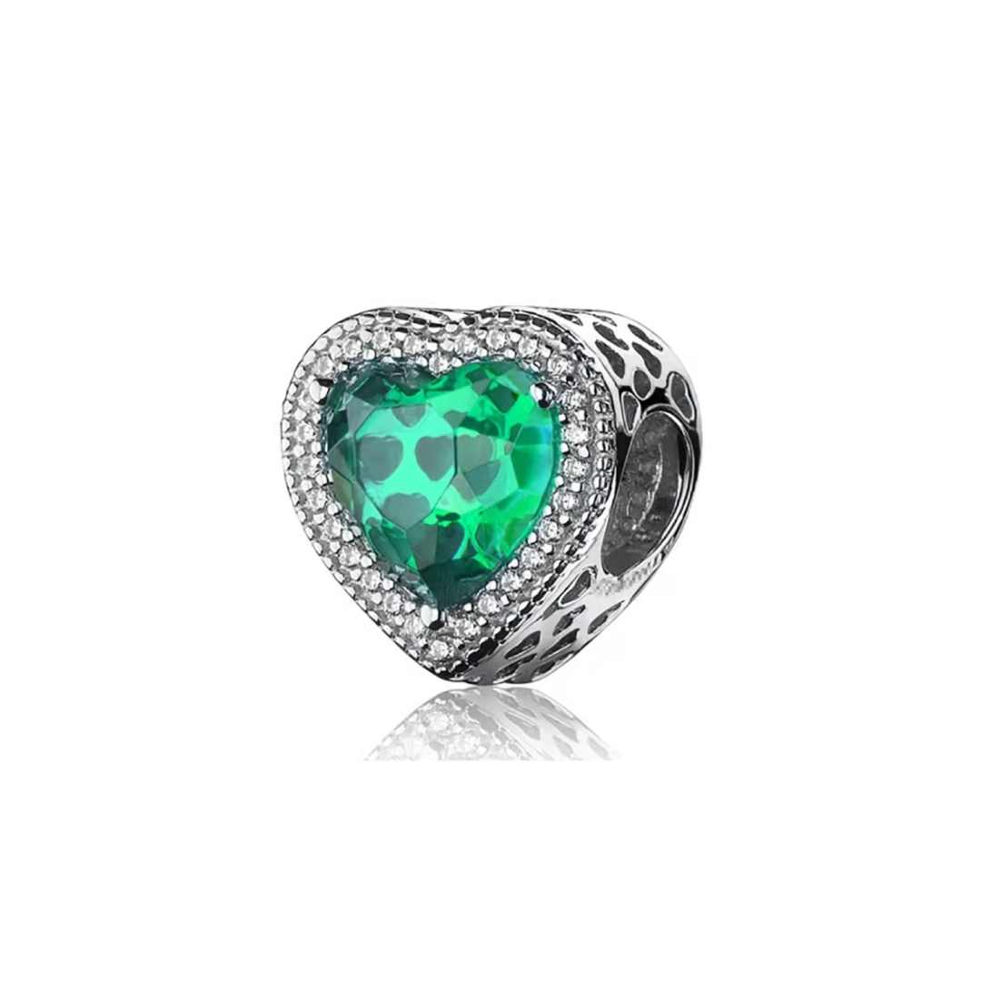 Charm Corazón Zirconia Verde