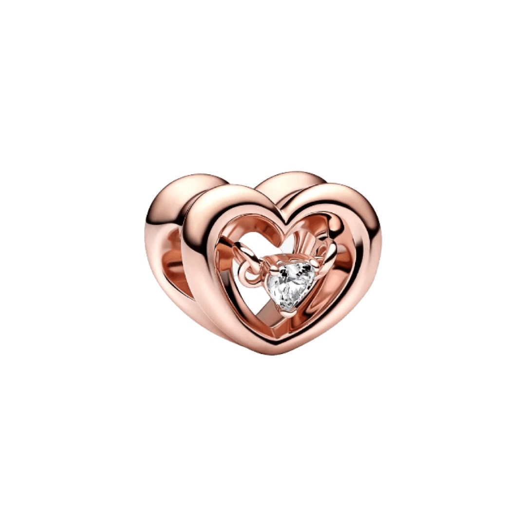 Charm Corazón Zirconia Rosa