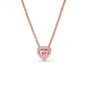 Collar Rosado Zirconia Corazón Rosa