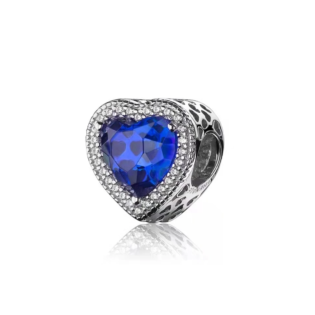 Charm Corazón Zirconia Azul