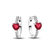 Aretes Aro Corazón Rojo