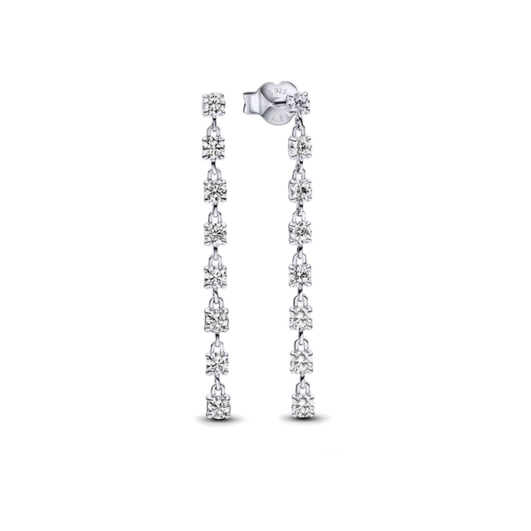 Aretes Tira Plateada Colgante