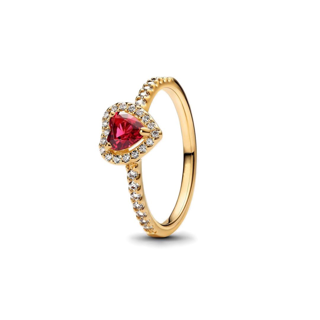 Anillo Dorado Corazón Rojo