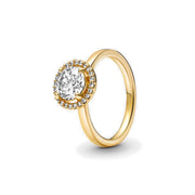 Anillo Clásico Zirconia Circular Dorado