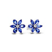 Aretes Flor Azul