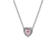 Collar Zirconia Corazón Rosa