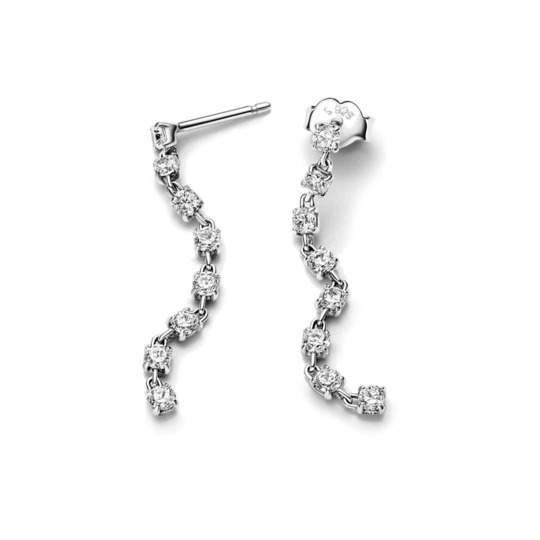 Aretes Tira Plateada Colgante