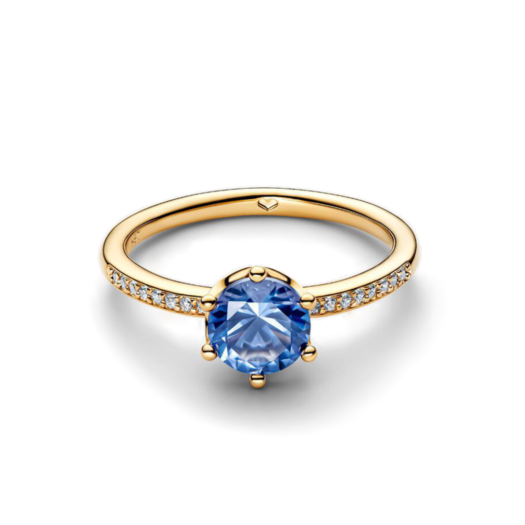 Anillo Corona Brillante Azul