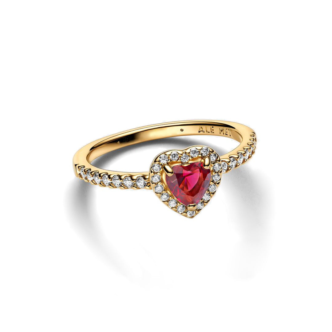 Anillo Dorado Corazón Rojo