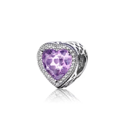 Charm Corazón Zirconia Morado