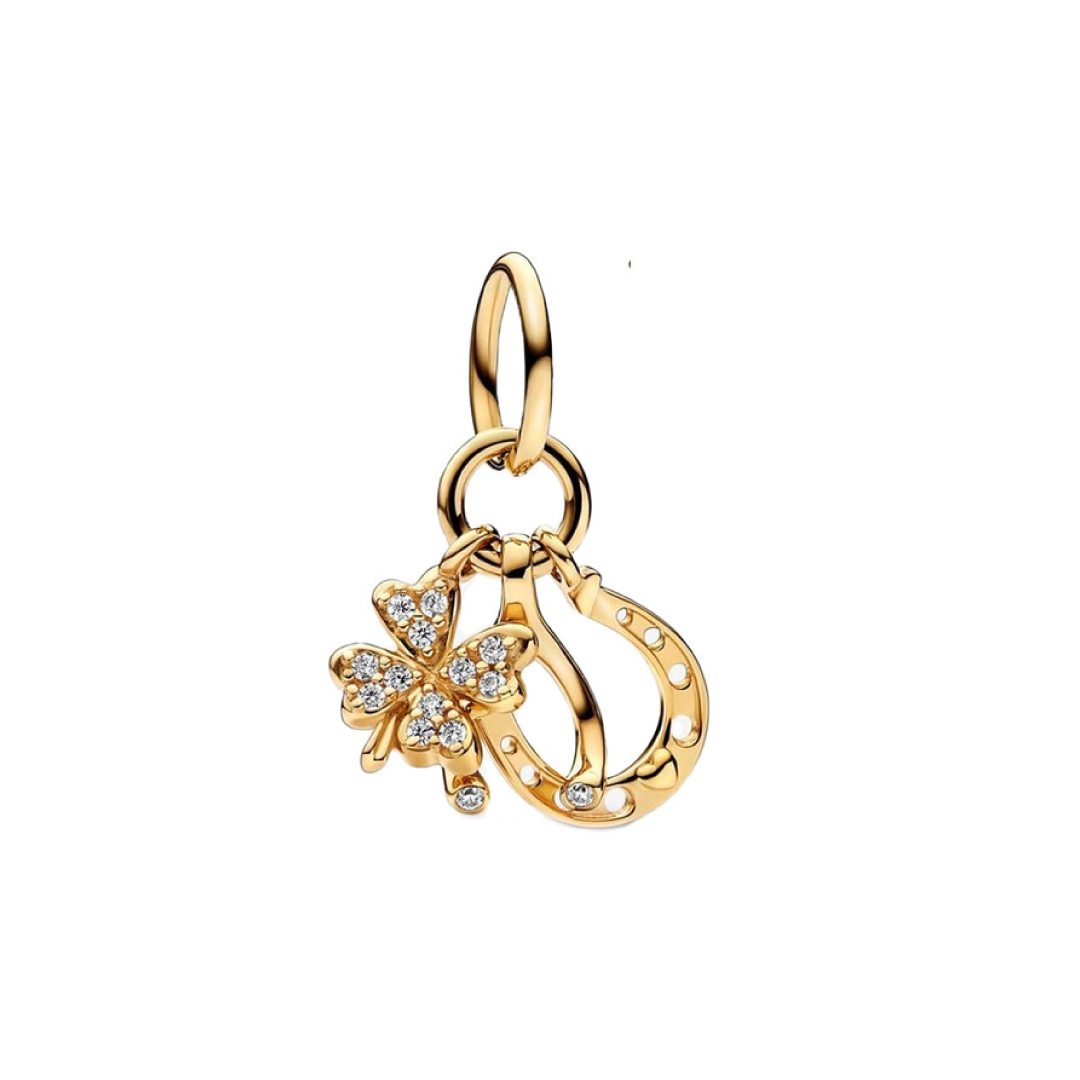 Charm Herradura Trébol Dorado