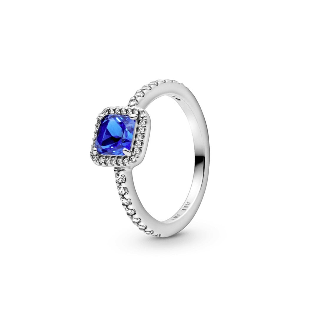 Anillo Cuadrado Azul Brillante