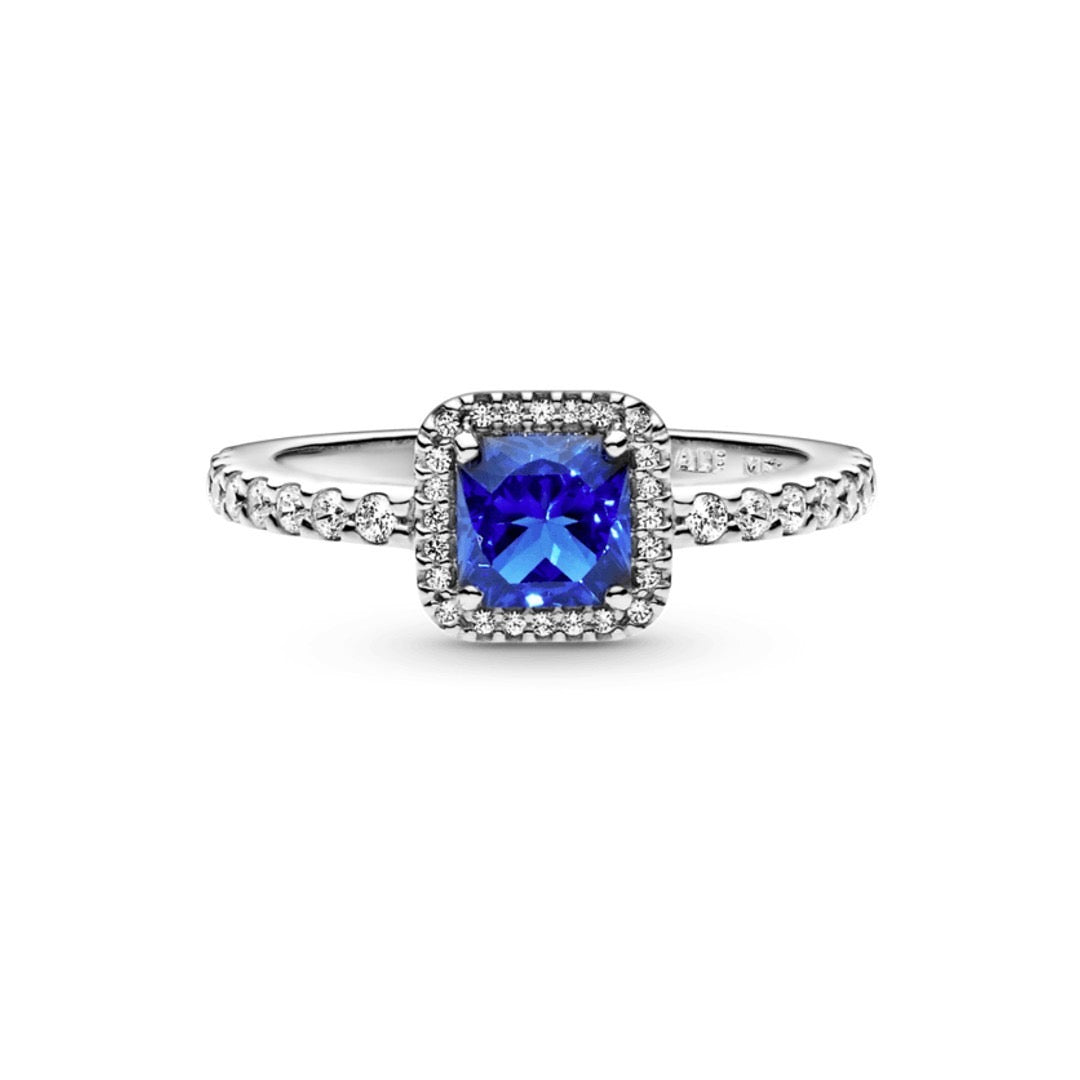 Anillo Cuadrado Azul Brillante