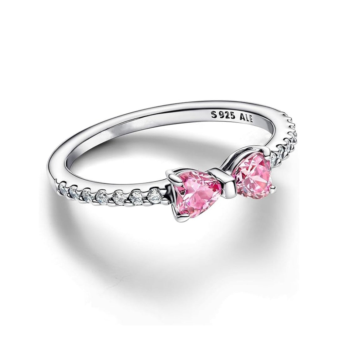 Anillo Moño Rosa Brillante