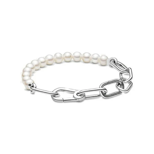 Pulsera Eslabones y Esferas Perlas