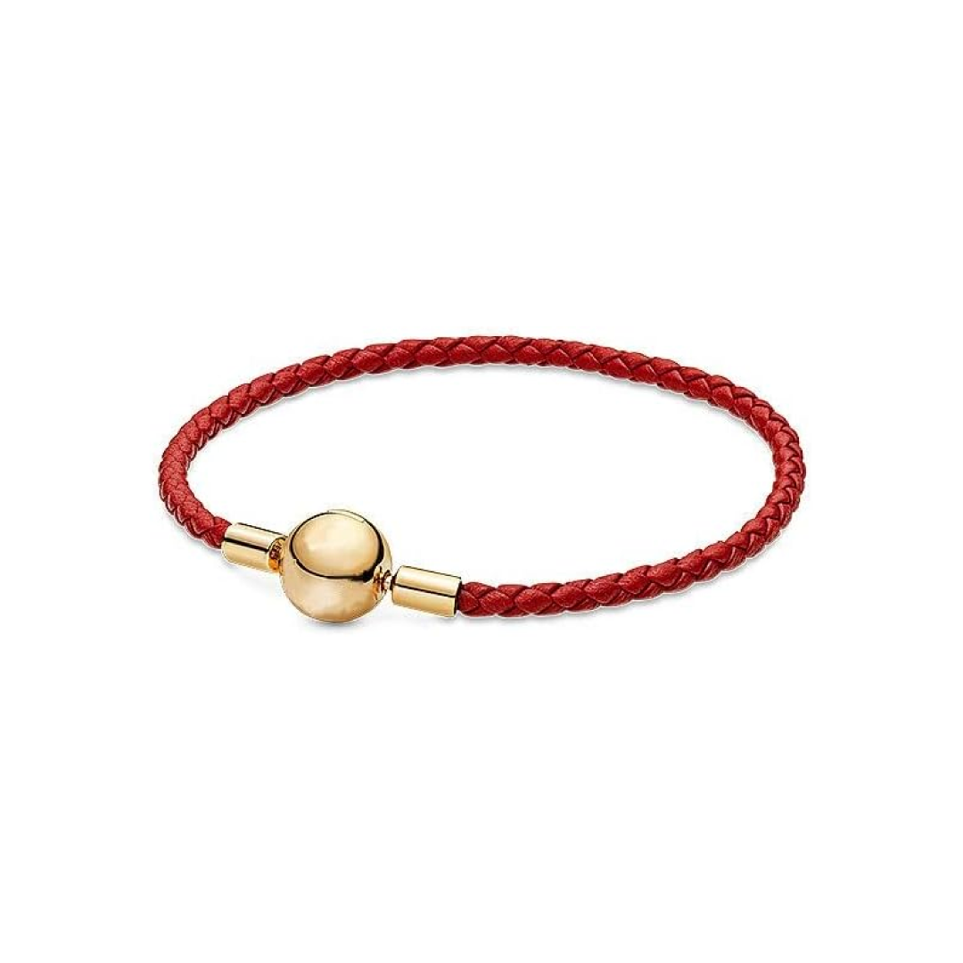 Pulsera Roja Clásica Dorada