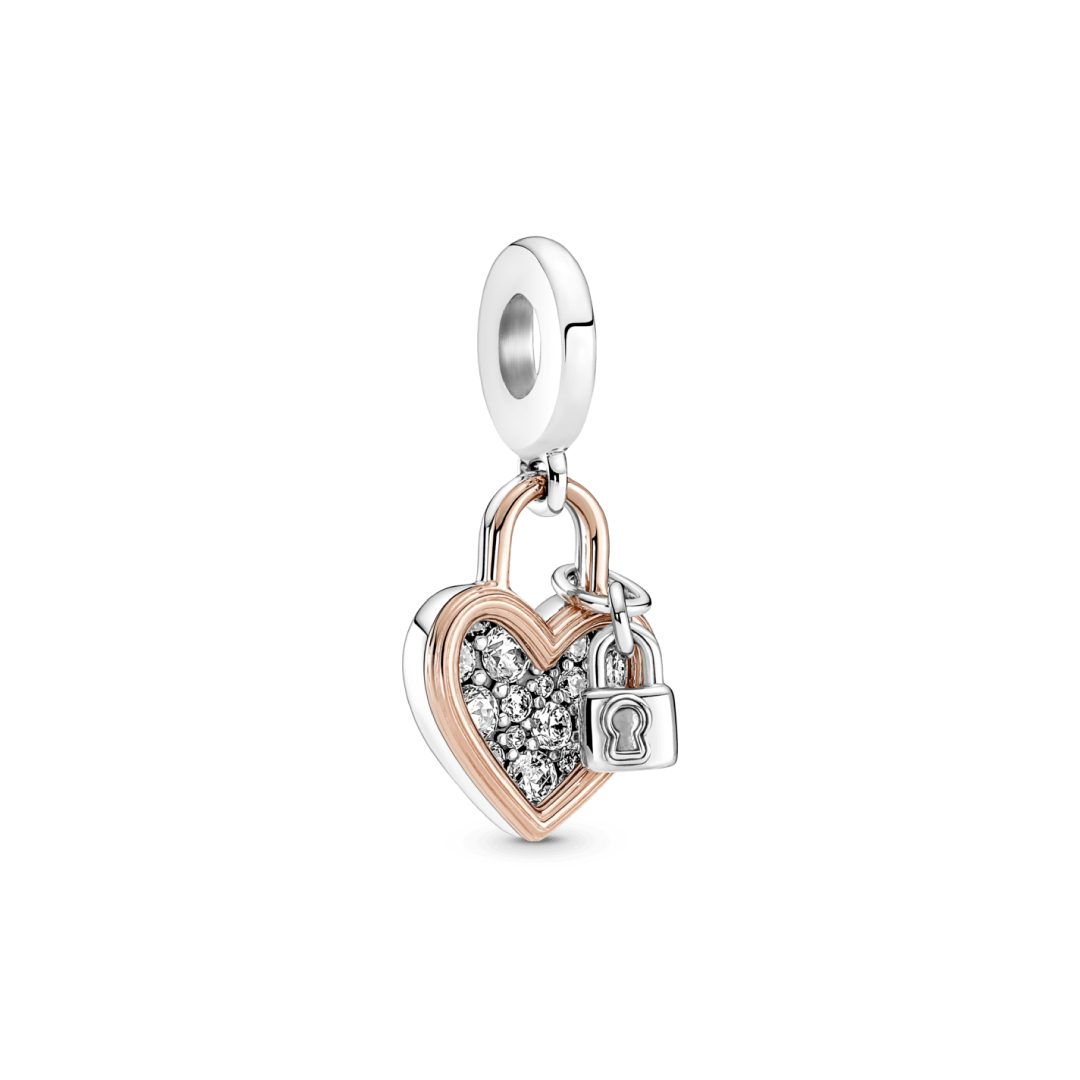 Charm Corazon Doble Candado
