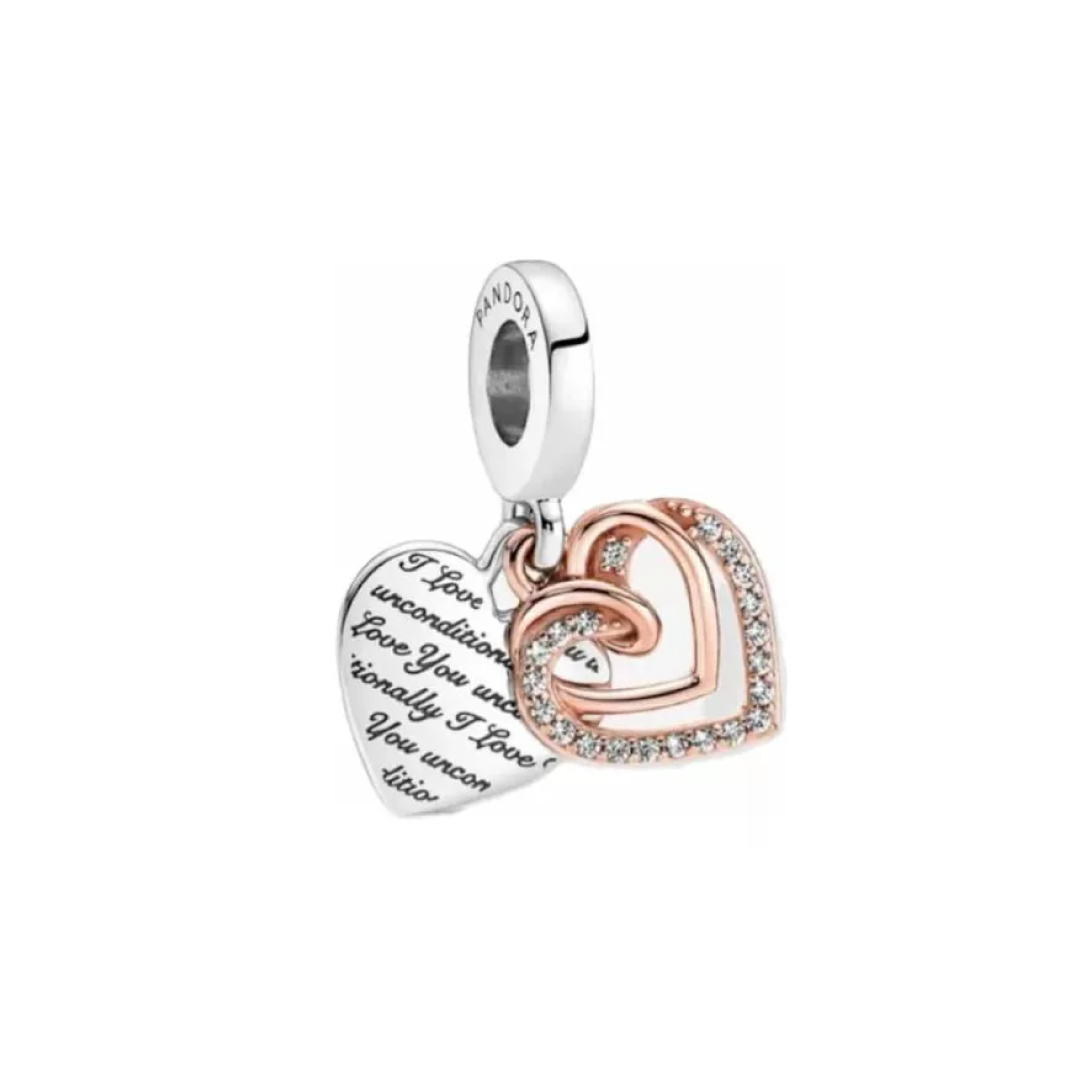 Charm Corazón Doble Rosado