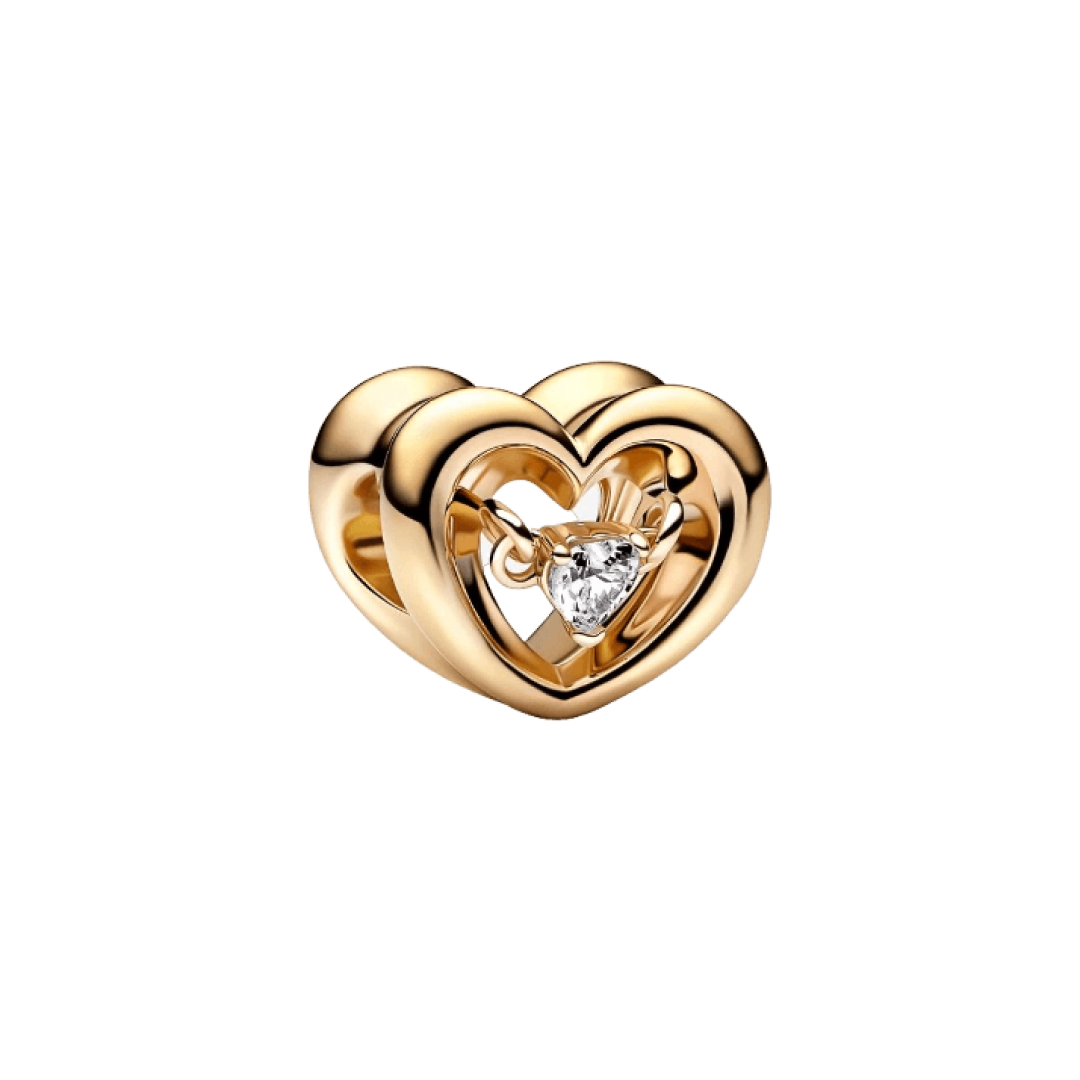 Charm Corazón Zirconia Dorado