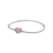 Pulsera Clásica Corazón con Brillos Rosa